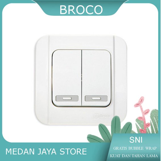 Broco Saklar Listrik Inbow Merk Broco G162 Seri IB Galleo Double Switch Warna Putih