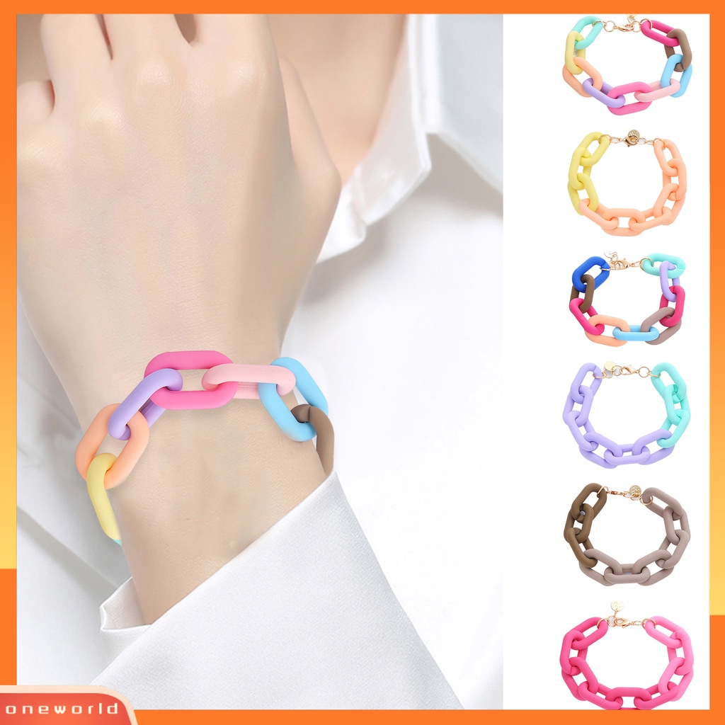 [EONE] Gelang Wanita Perhiasan Rantai Warna-Warni Bangle Warna Cerah Tebal Untuk Pesta