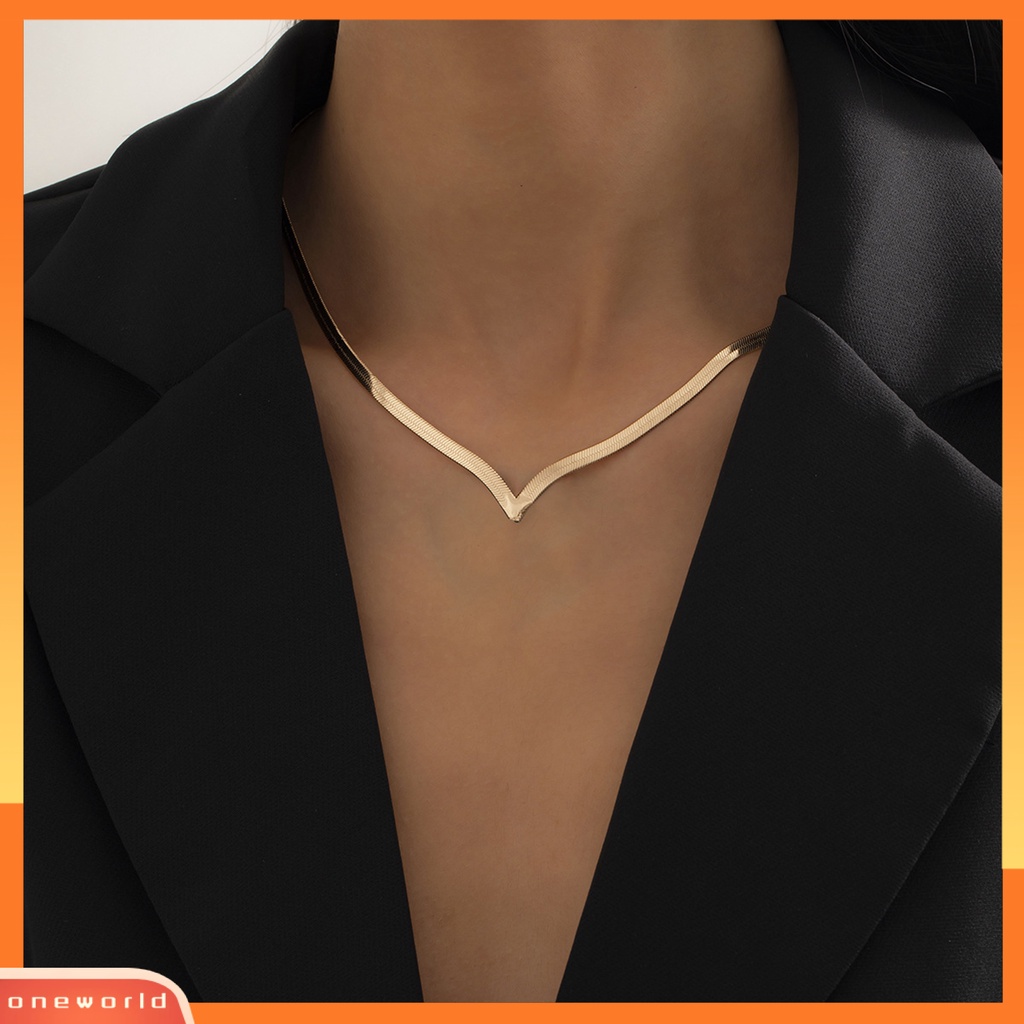 [EONE] Kalung Rantai Klavikula V-shaped Elegan Indah Dekoratif Tahan Aus Desain Geometris Lady Necklace Fashion Jewelry