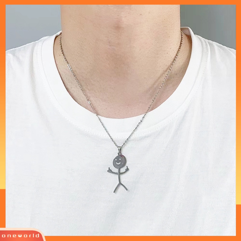[EONE] Liontin Kalung Geometris Mengkilap Gloss Kepribadian Sederhana Electroplating Dress Up Stainless Steel Pria Wanita Lucu Doodle Rantai Kalung Perhiasan Fashion Aksesori