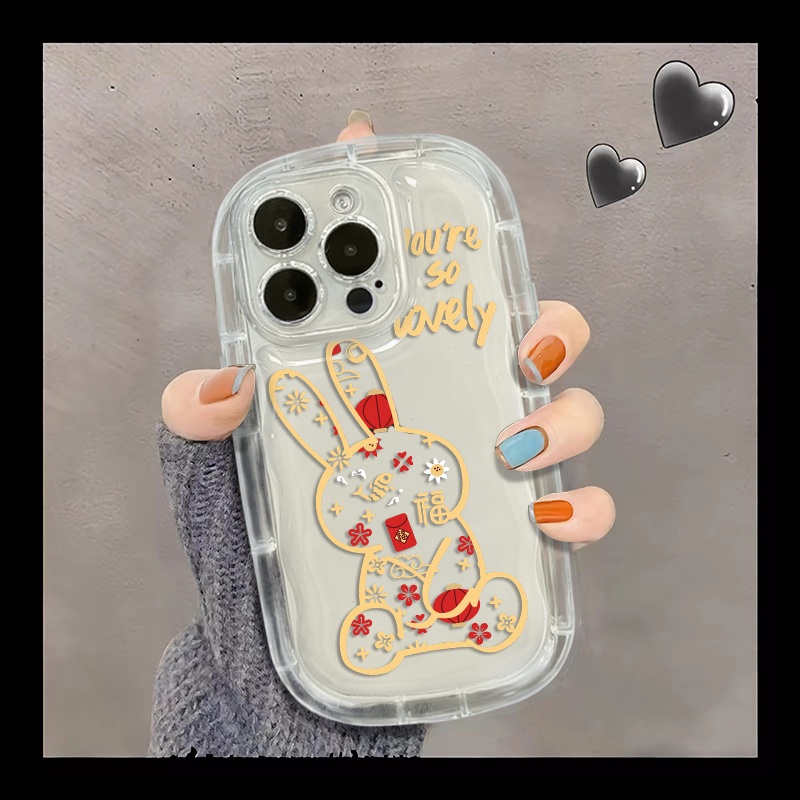 IPHONE Casing Ponsel Tahan Guncangan Kompatibel Untuk Iphone13 11 14 12 Pro XS Max Casing X Xr7 +8 Plus Lembut Kelinci Lucu Transparan TPU Silicone Cover