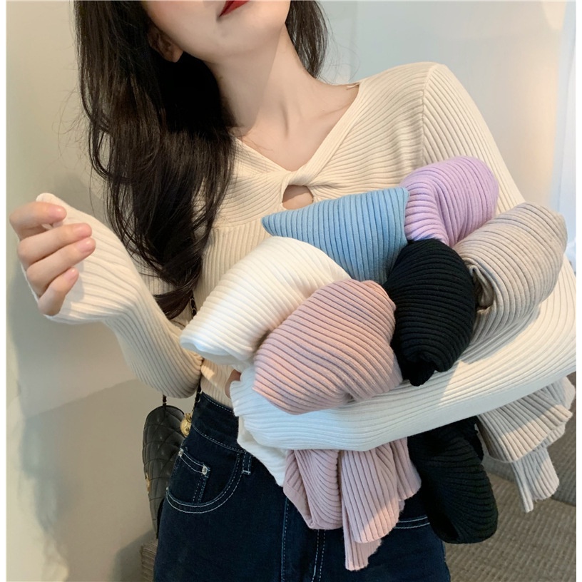 TELLY ➡️ BJ-037Pakaian Wanita Baju Atasan Lengan Panjang Import Manset Baju Wanita Premium Sweater Model Cantik Inner Ijab