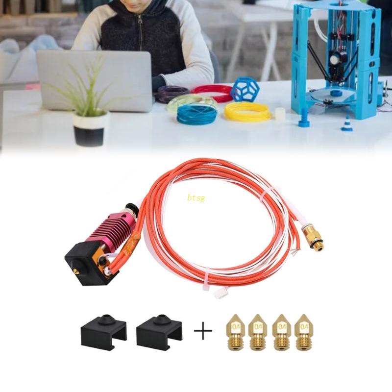 Btsg Untuk Ender3/CR10 3D Printer Rakitan Extruder Hotend Kit 24V Dengan Nozzle 0.4mm Kit Extruder Hotend Gesekan Rendah