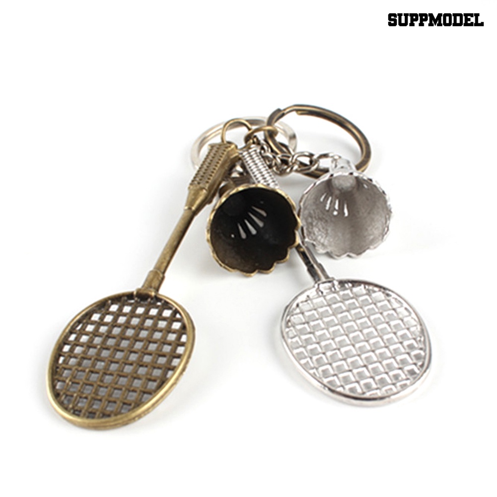 [SM Auto] Raket Badminton Metal Shuttlecock Liontin Gantungan Kunci Key Ring Holder Tas Ornamen