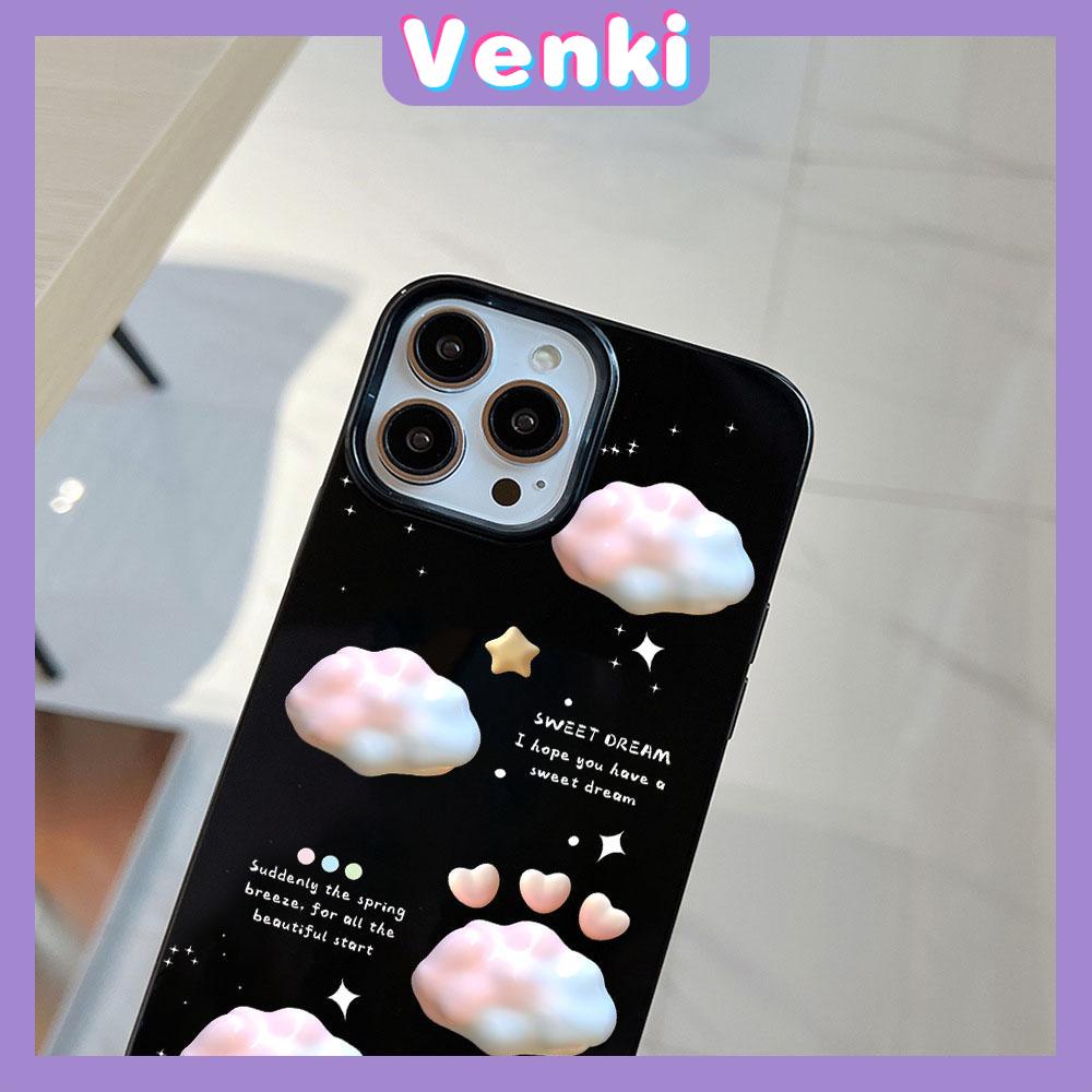 VENKI - For iPhone 11 iPhone Case Black Glossy TPU Soft Case Shockproof Protection Camera Cloud Love Compatible with iPhone 14 13 Pro max 12 Pro Max xr xs max 7Plus 8Plus