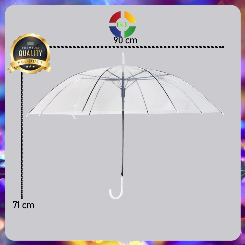 Payung PVC Transparan 8 Bone 90 cm Transparent