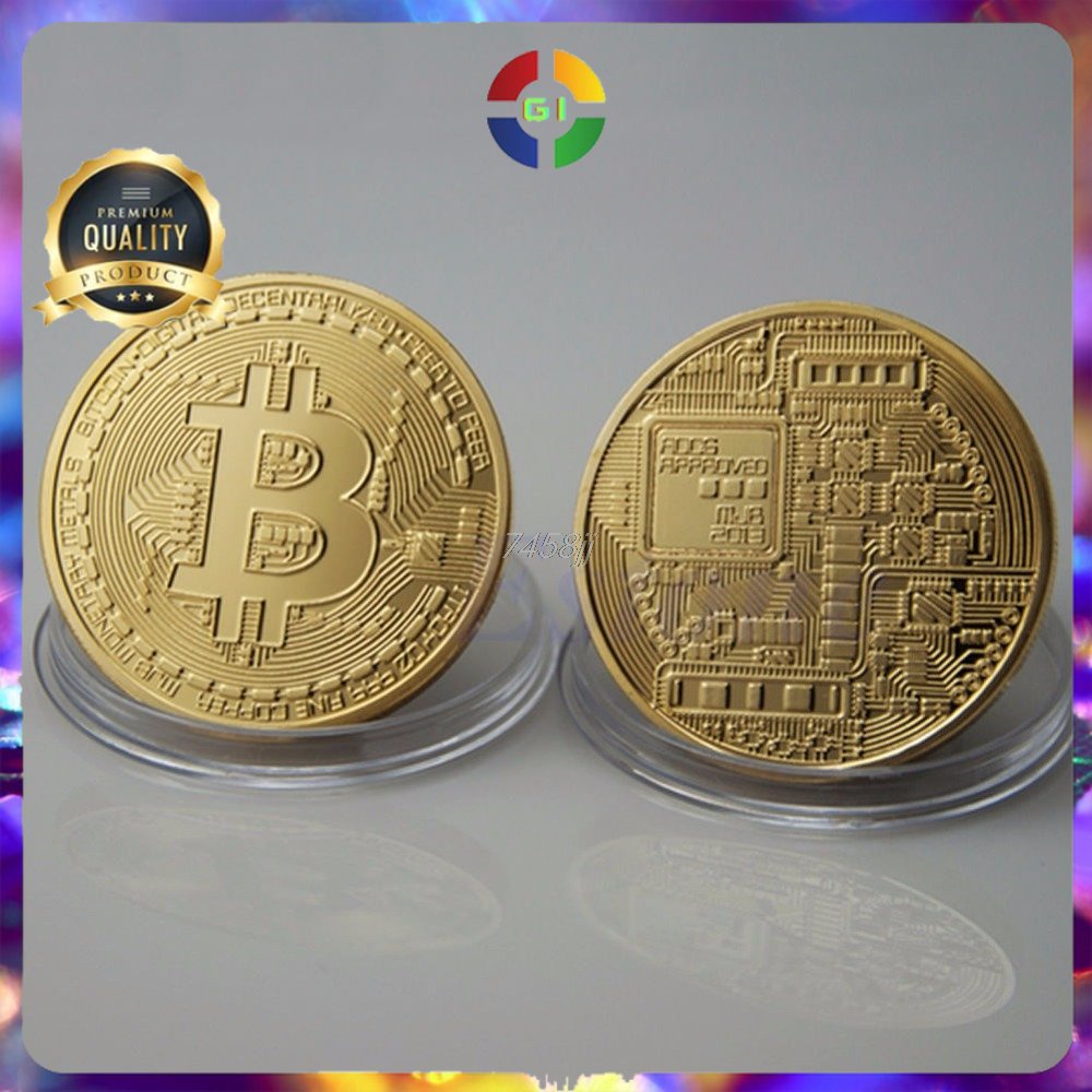 Gold Plated Bitcoin Miniatur - Golden