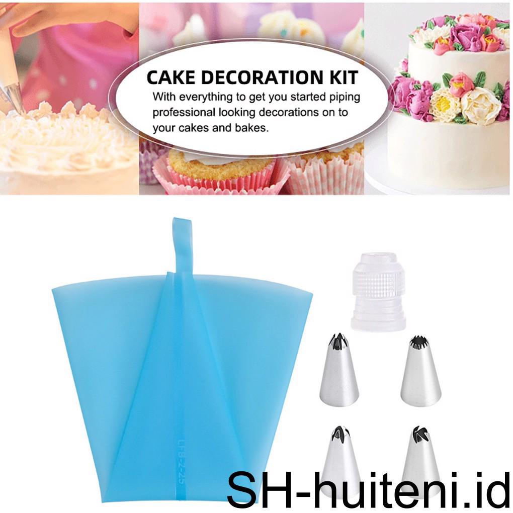 6pcs/set Dekorasi Kue Set Cream Bag Icing Nozzle Sugarcraft Pastry Bag Baking Decorating Tool Kit