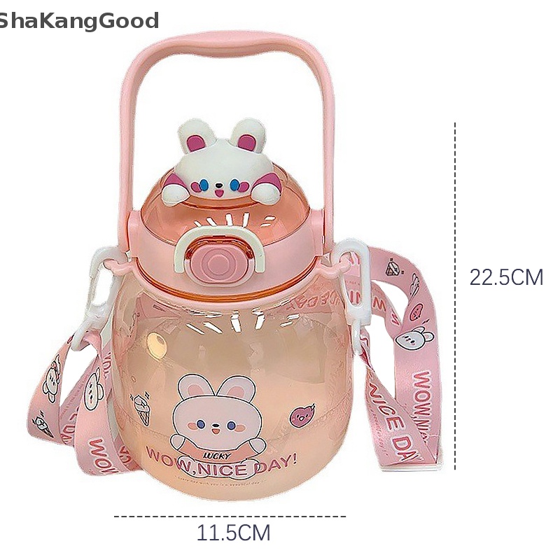 Skid 1.3L Portable Kawaii Bear Cup Tumbler Dengan Sedotan Lucu Botol Air Kapasitas Besar Mug Olahraga Luar Ruangan Minum Ketel Untuk Gadis Anak SKK