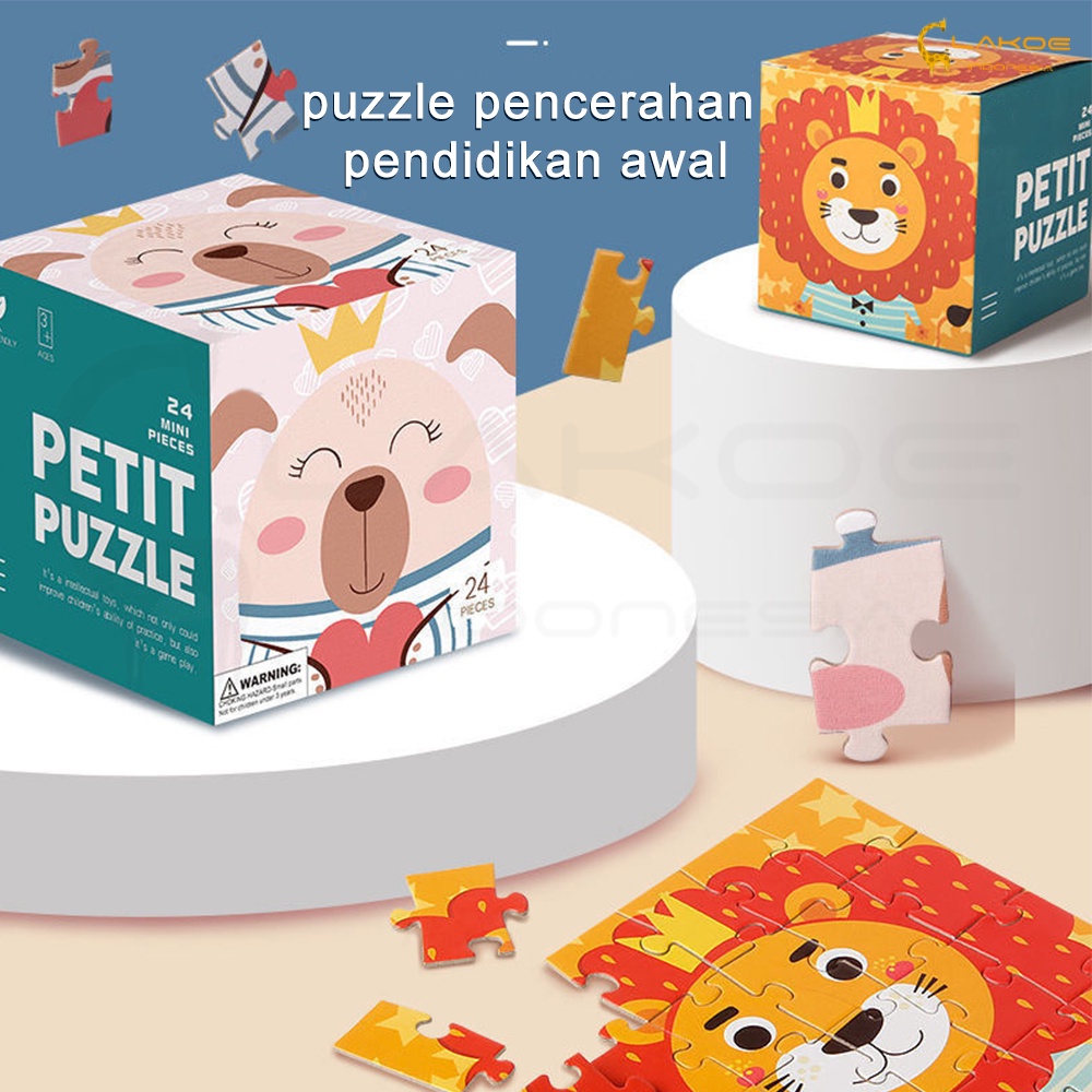 Lakoe Petit Puzzle/Mainan Edukasi puzzle Anak/mini puzzle Animal Cartoon Kado Anak/Kotak Puzzle