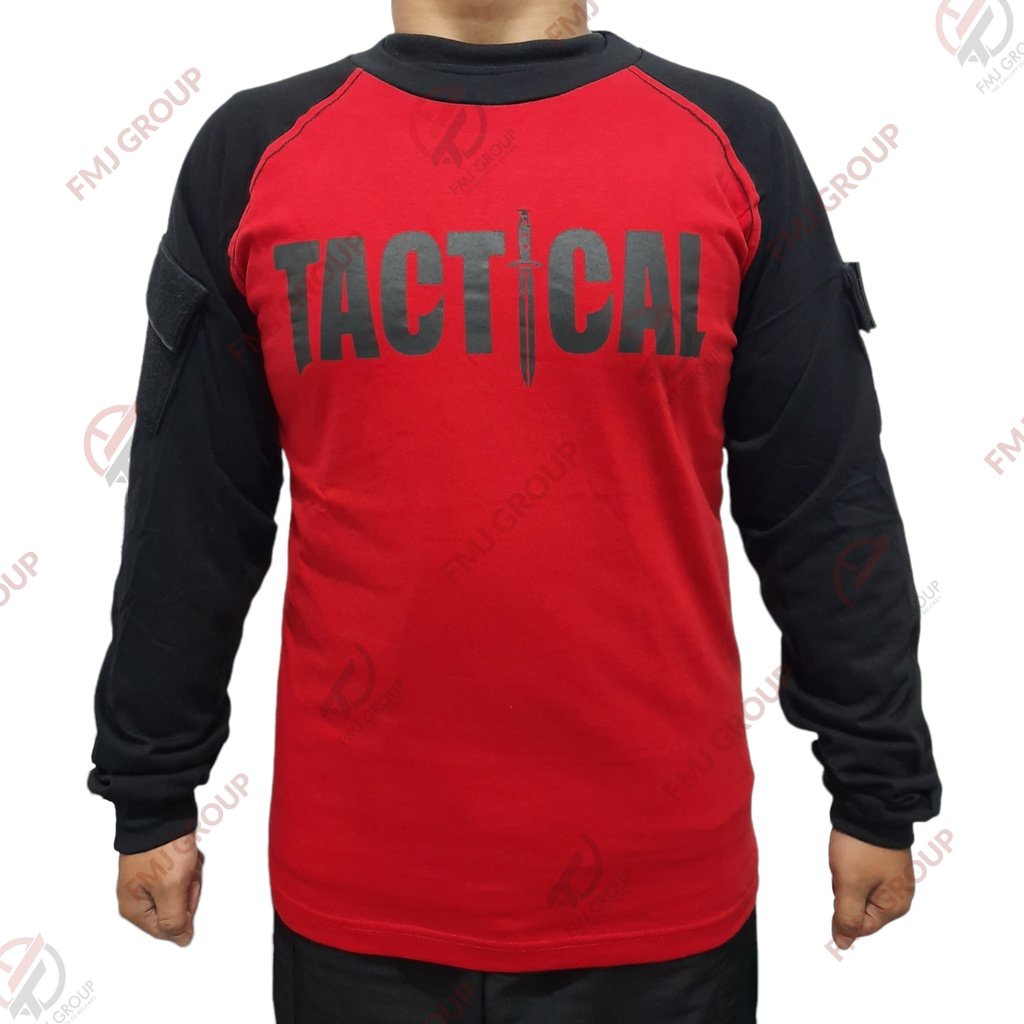 Kaos Panjang Tactical Blackhawk Merah Kombinasi Hitam