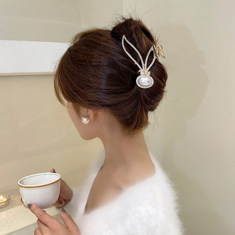 Halus high-end sense rabbit pearl Jepit Rambut Wanita Korea fashion Besar Ambil Klip