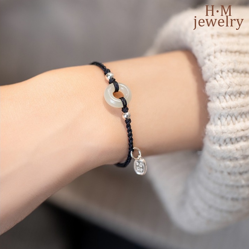 Gelang Gesper Pengaman Giok Hetian Keberuntungan Keberuntungan Ornamen Tali Merah2023Baru