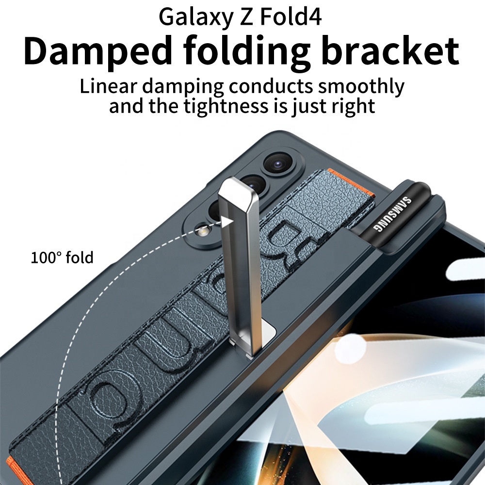 Folding Phone Case For Samsung Z Fold 4 - Fold 3 Case With Bracket Magnetic Wristband Holder Hinge