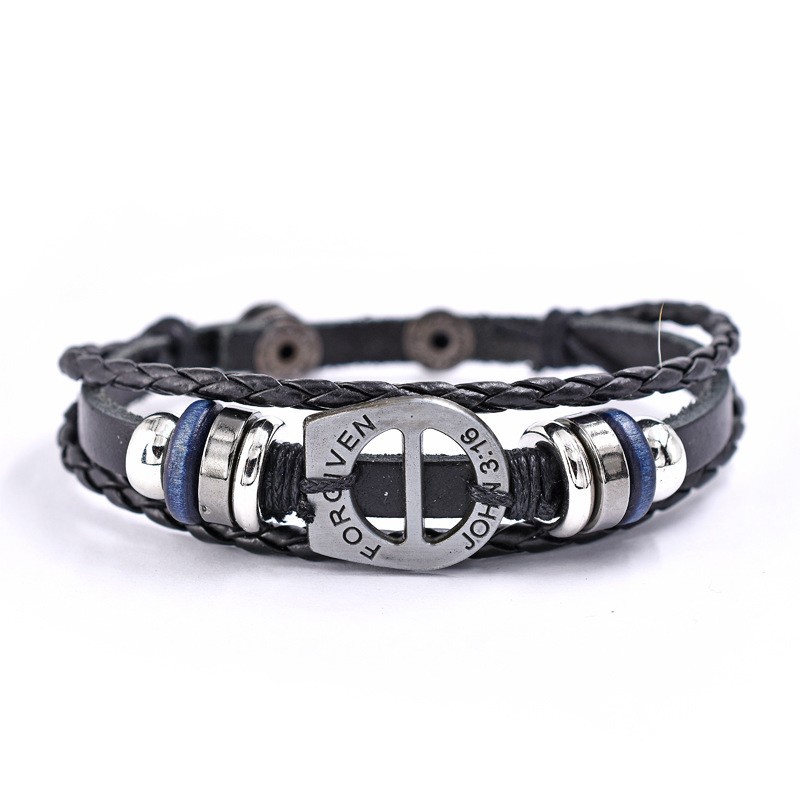 Z H Perhiasan Vintage Rock Kulit Gelang Pria Dan Wanita Fashion Stainless Steel Multilayer Manik-Manik PU Gelang Punk Pesta Perhiasan Aksesoris