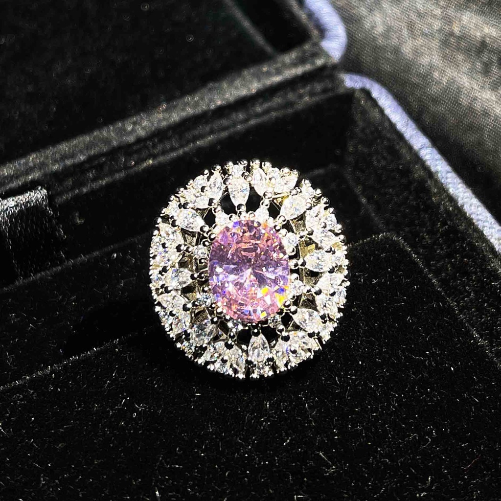 Goldkingdom Aksesoris Perhiasan Fashion Ready Stock Morganite Berlian Kuning Topa Biru Argyle Pink Angsa Telur Cincin Anting Kalung Perempuan