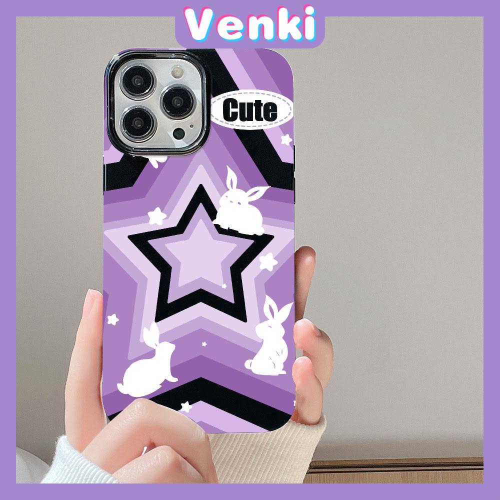 VENKI - For iPhone 11 iPhone Case Black Glossy TPU Soft Case Shockproof Protection Camera Cool Purple Pink Stars Compatible with iPhone 14 13 Pro max 12 Pro Max xr xs max 7 8Plus