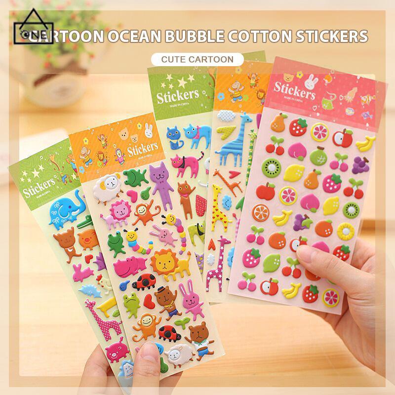 COD❤️Sticker Kartun 3D Stiker Kreatif Lucu Hewan Buah Untuk Scrapbook Stiker Dekorasi Ponsel-A.one