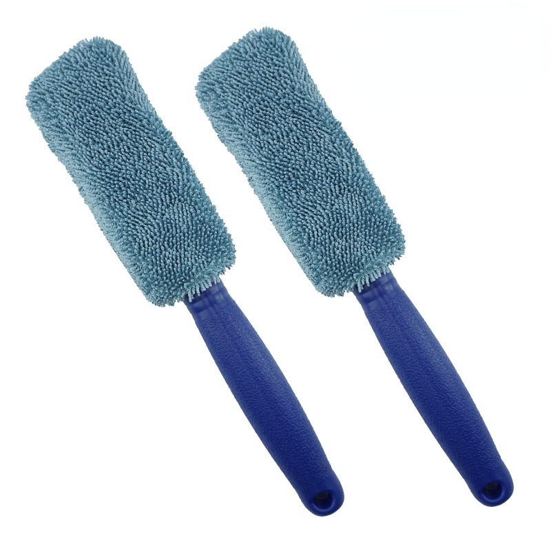 2-piece set/Cuci Mobil Portable Microfiber Wheel Tire Rim Brush Car Wax Sponge Polish Pembersih Mobil Car Wheel Wash with Plastic Cleaner Tools