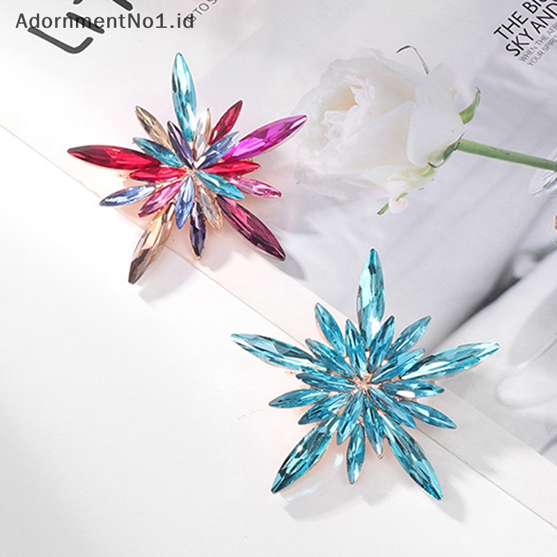 [AdornmentNo1] Bros Snowflake Bintang Kristal Warna-Warni Fashion Untuk Aksesoris Perhiasan Pesta Pakaian Wanita [ID]