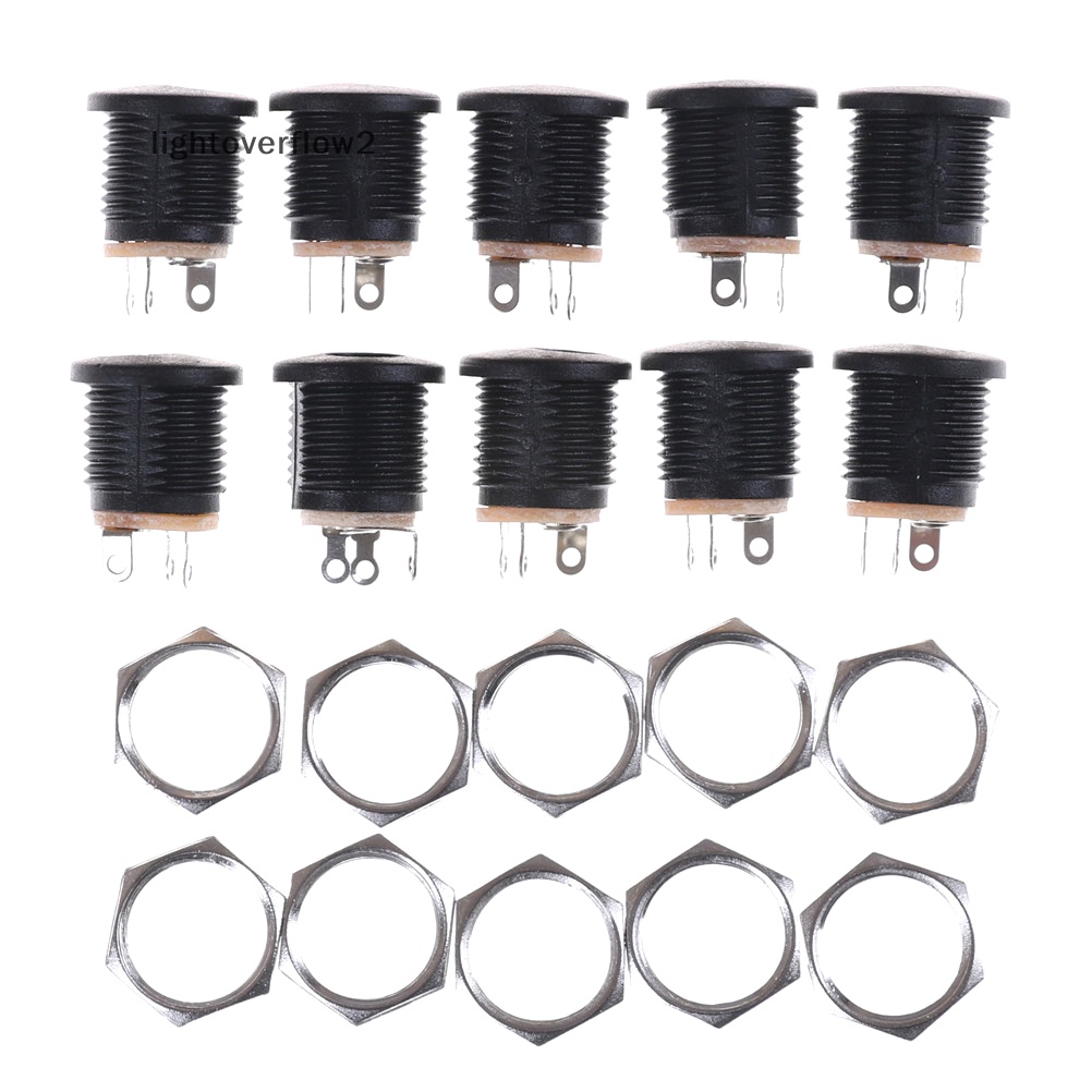 [lightoverflow2] 10pcs Dc022 2.1x5.5 mm PCB Moung DC Power Jack Socket Hitam [ID]