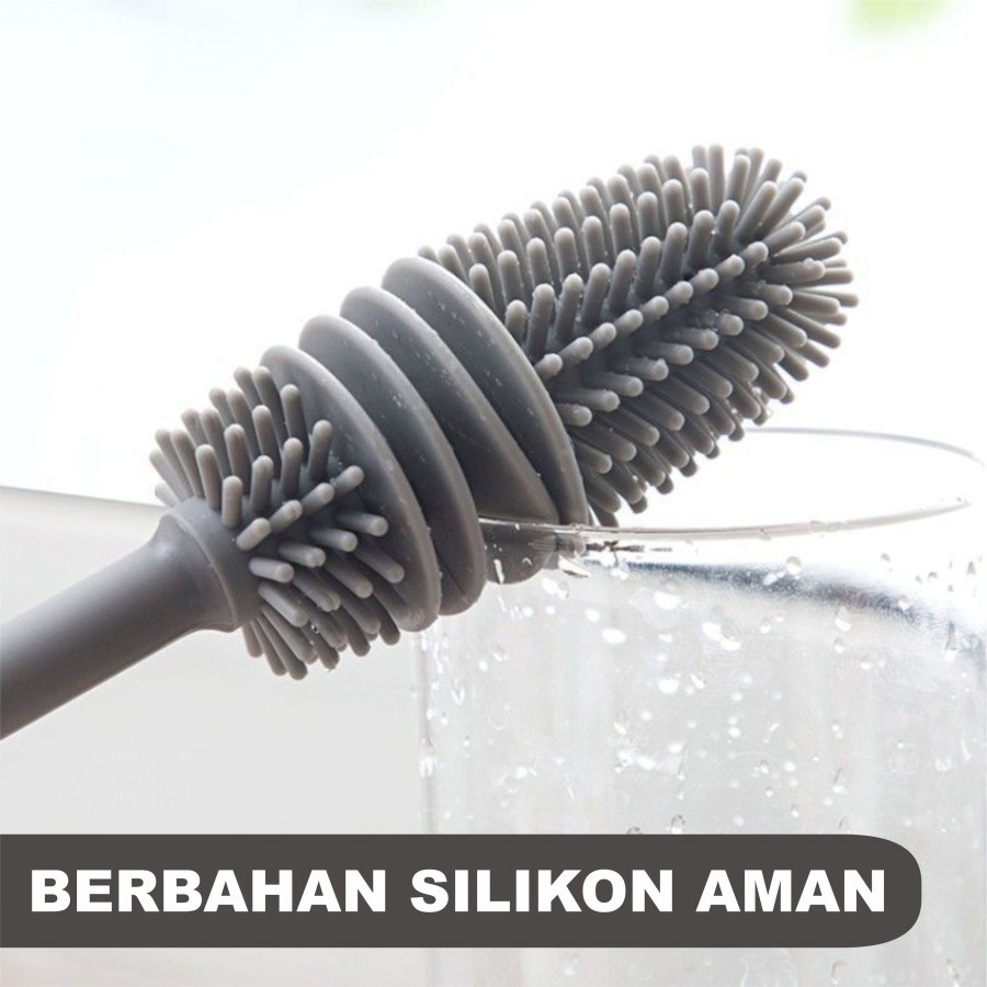 ANTI GORES SIKAT PEMBERSIH BOTOL SUSU / GELAS BAYI BABY SILICON GAGANG PANJANG TERBARU