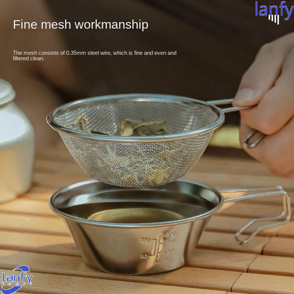 Lanfy Saringan Jaring Peralatan Makan Piknik Hand Held Cooking Utensils Peralatan Camping Saringan Minyak Outdoor Camping Net Bowl Strainer