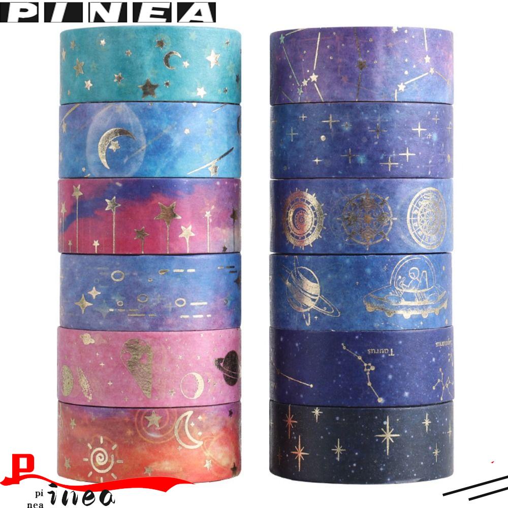 Nanas 12Roll/Set Washi Tape Sastra Merry Christmas Scrapbooking Starry Sky Series Little Fresh INS DIY Bahan