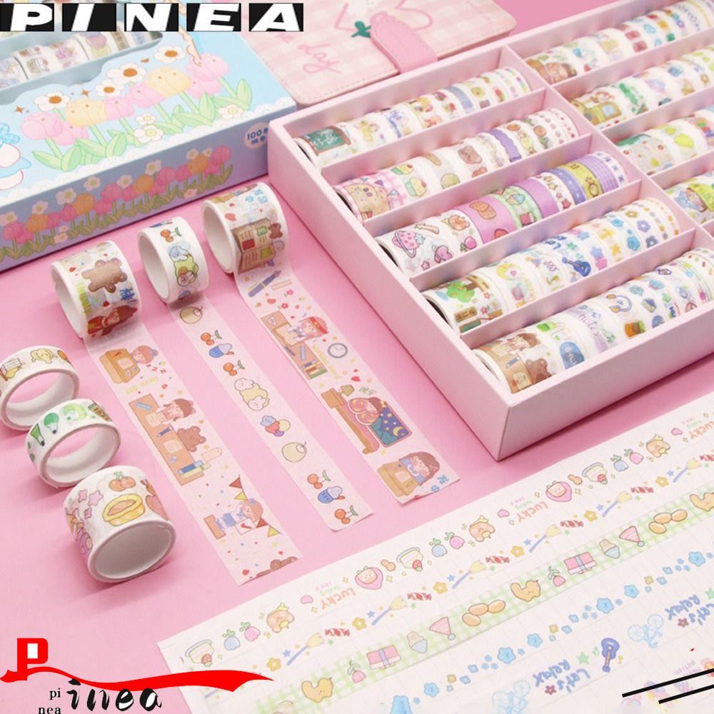 Nanas 100Rolls/Set Washi Tape Kartun Kualitas Tinggi Scrapbooking Gadis Hati Kreatif Alat Tulis INS DIY Bahan