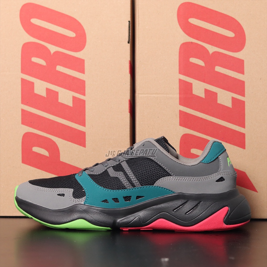 Piero Sepatu Sneakers Ergo ST - Grey/Phantom/Black