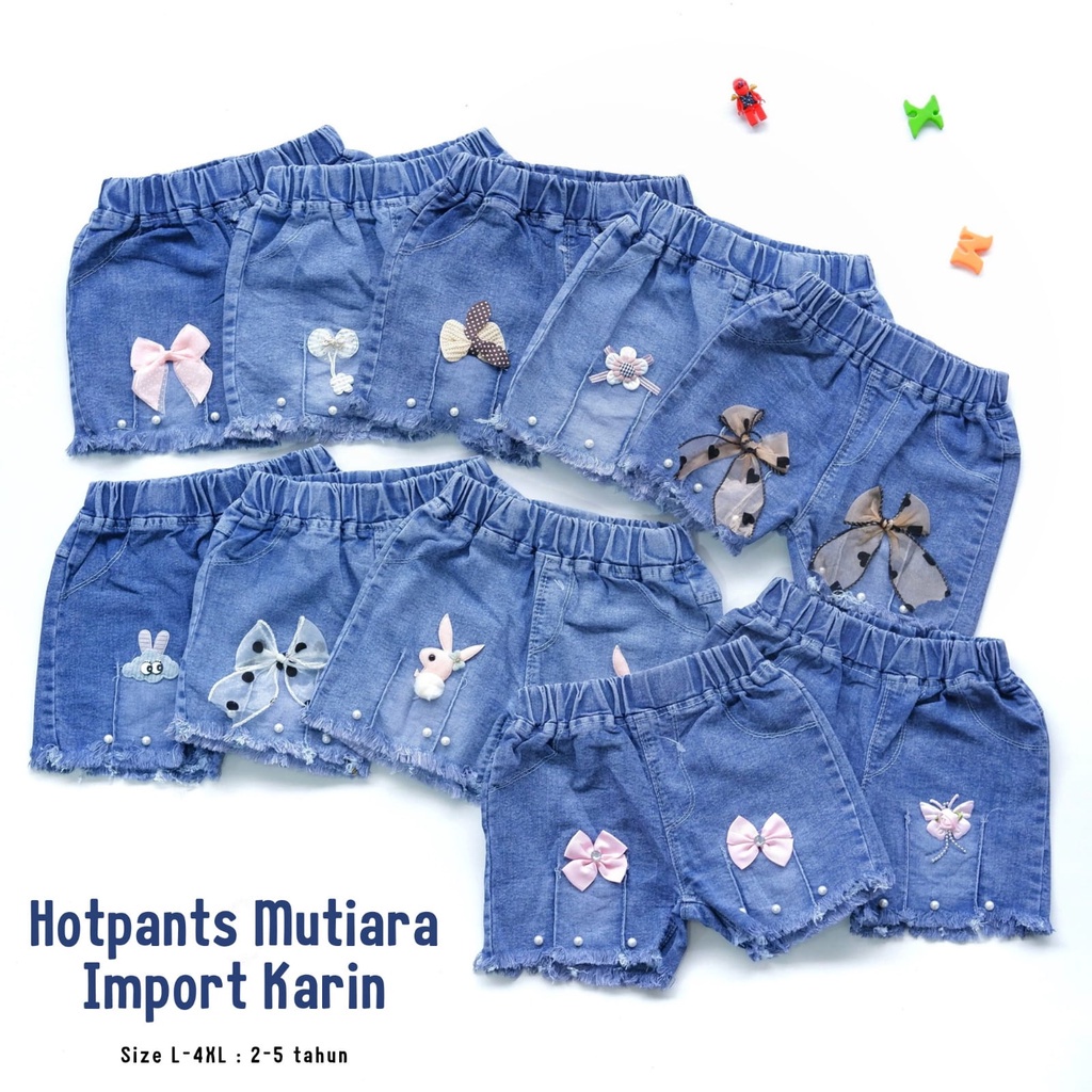 Celana Pendek  Jeans Anak Perempuan Mutiara 2-5Tahun