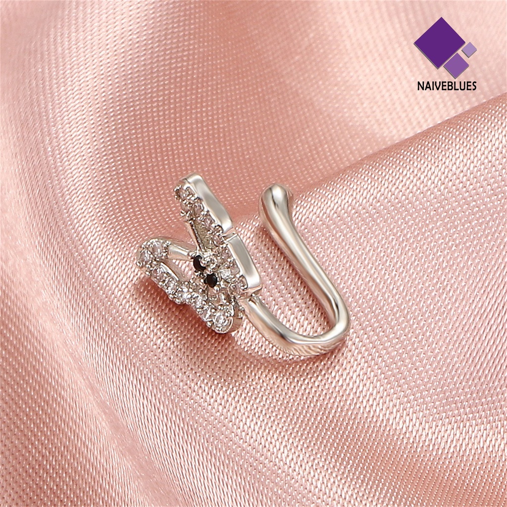 &lt; Naiveblues &gt; Cincin Hidung Tahan Mata catching Korosi Tembaga Non-Piercing Cincin Palsu Wanita Perempuan