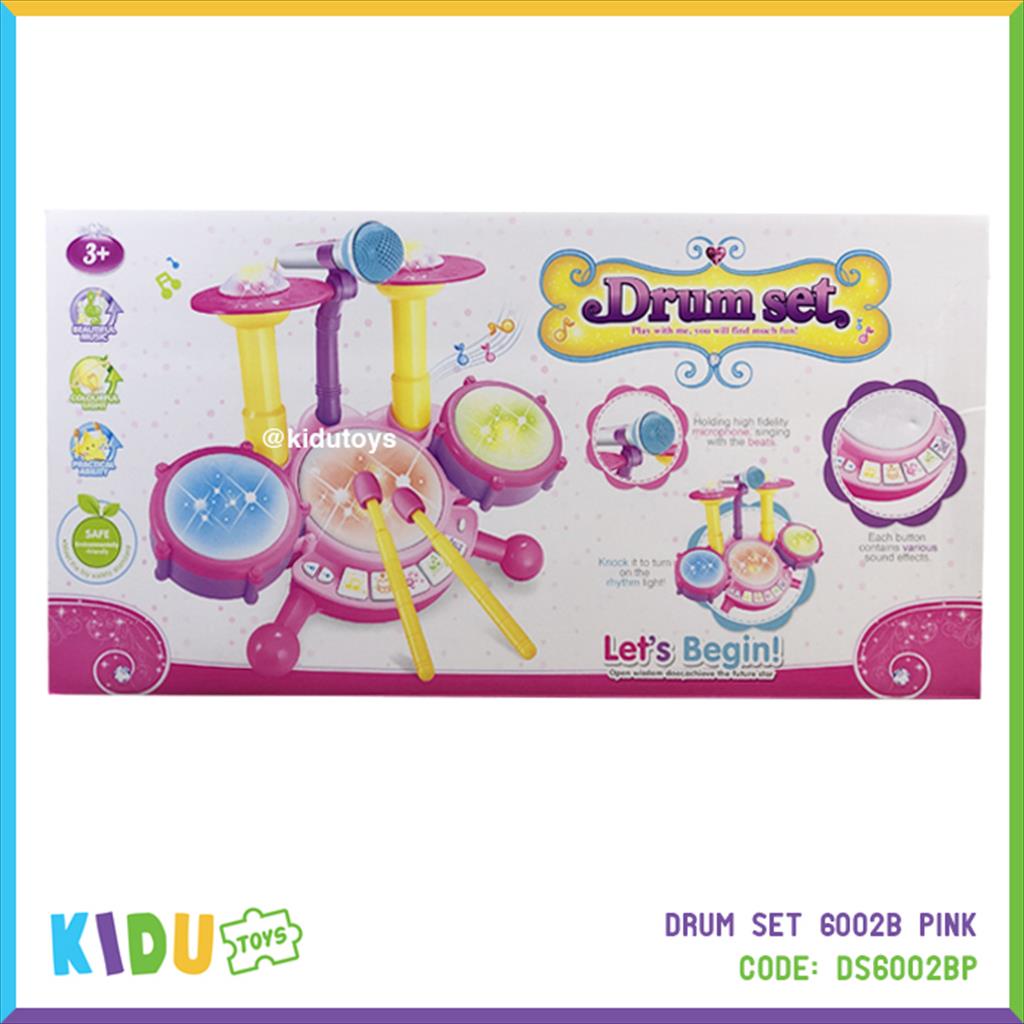 Mainan Edukasi Anak Drum Set Pink / Mainan Drum Anak / Jazz Drum / Drum Set 6002 Pink Kidu Toys