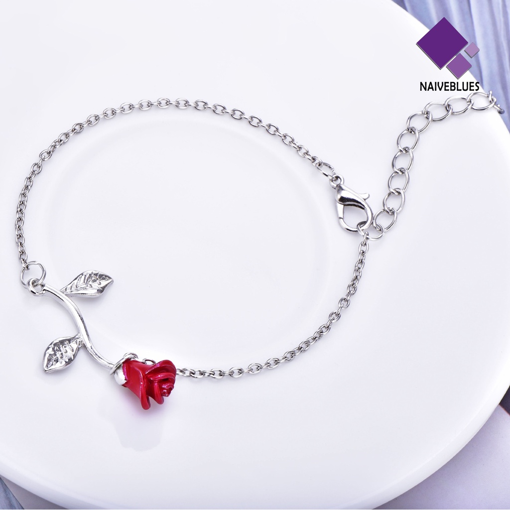 &lt; Naiveblues &gt; Gelang Tangan Wanita Rose Adjustable Chain Jewelry Electroplating Tahan Lama Untuk Pesta