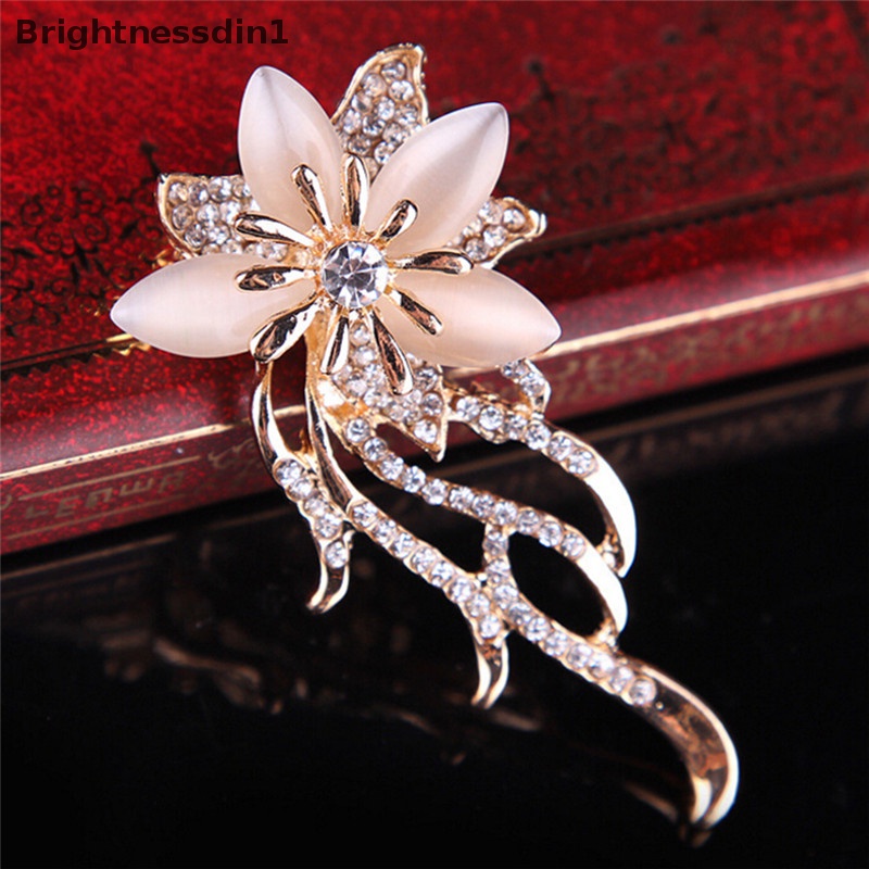 [Brightnessdin1] Opal Bunga Bros Berlian Imitasi Kristal Brooch Pin Pesta Pernikahan Wanita Perhiasan Butik