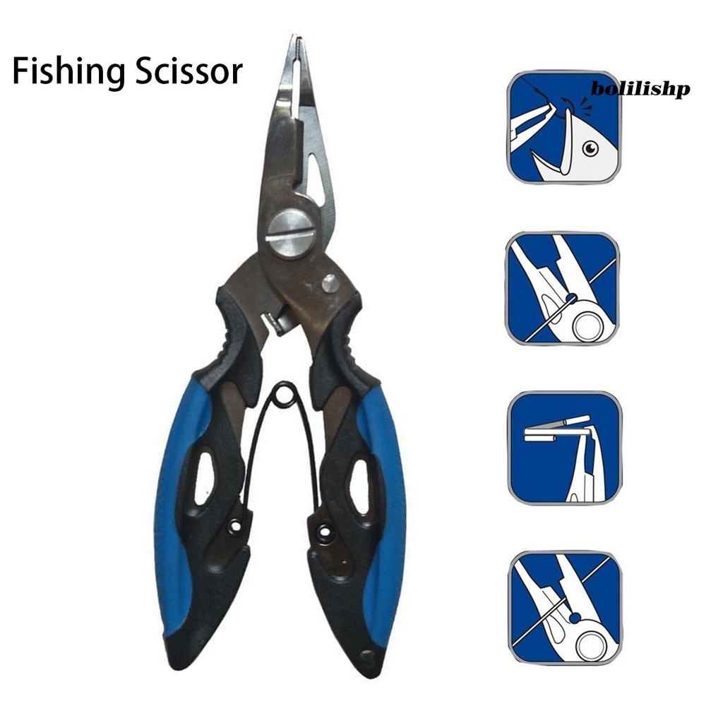 Bo-fishing Tang Penutup Pelindung Pembuka Cincin Ergonomis Stainless Steel PE Line Cutter Hooks Remover Pancing Gunting Perlengkapan Memancing