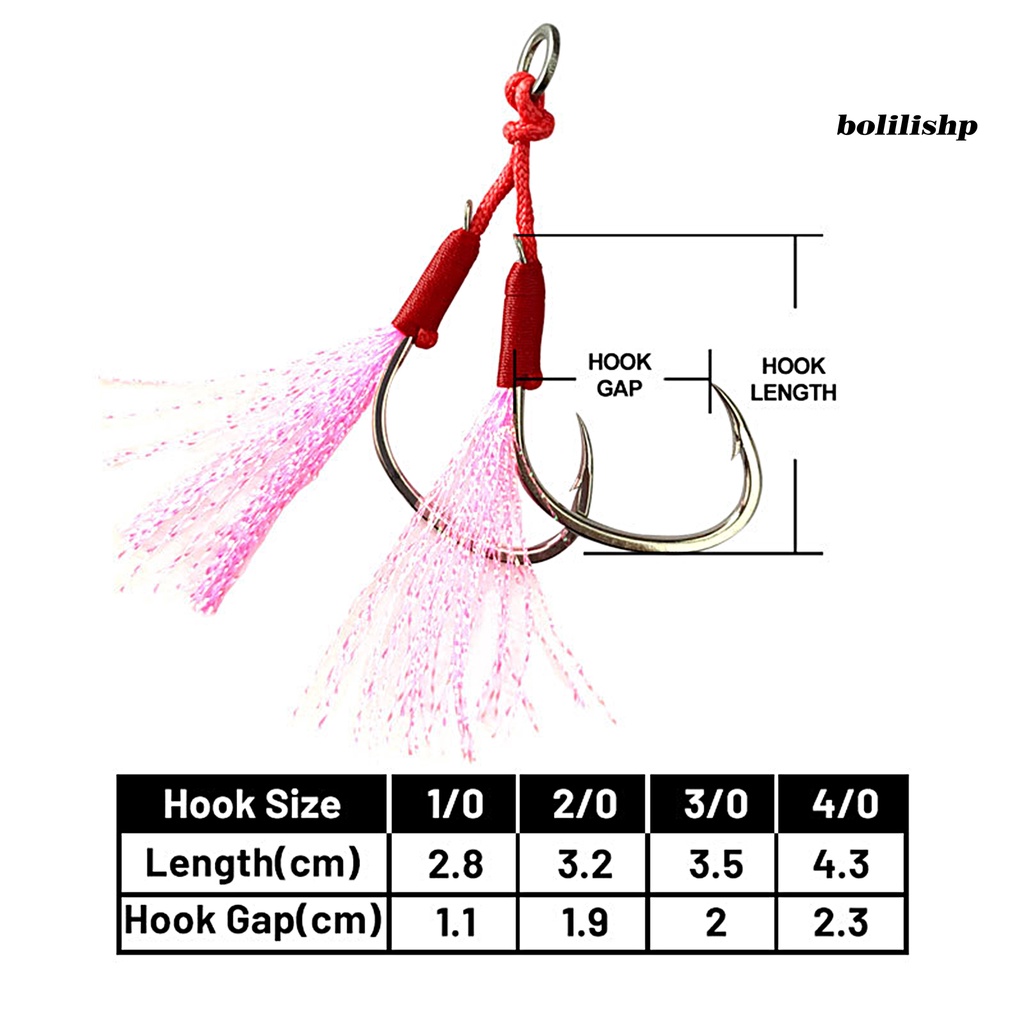 Bo-fishing Hook Garis Dikepang Kekuatan Tinggi Baja Karbon1 /0 2 /0 3 /0 4 /0 Memancing Laut Dual Assist Jigging Circle Hook Angling Supplies