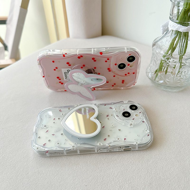 Popsocket Pretty Floral Cherry Clear Wave Soft Case HP iP iPhone X XS XR 11 12 13 14 Pro Max Woman Girl FTD Casing Apple