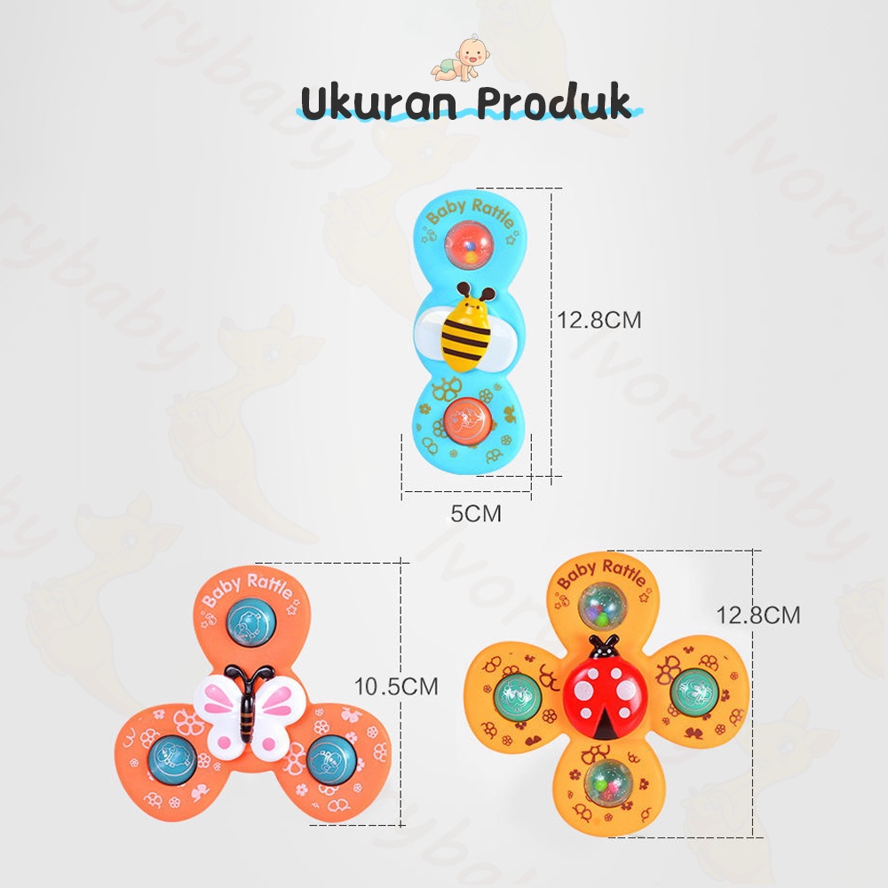 Ivorybaby 3pcs/set Fidget spinner motif serangga Spinner bayi tempel Baby sensory toys