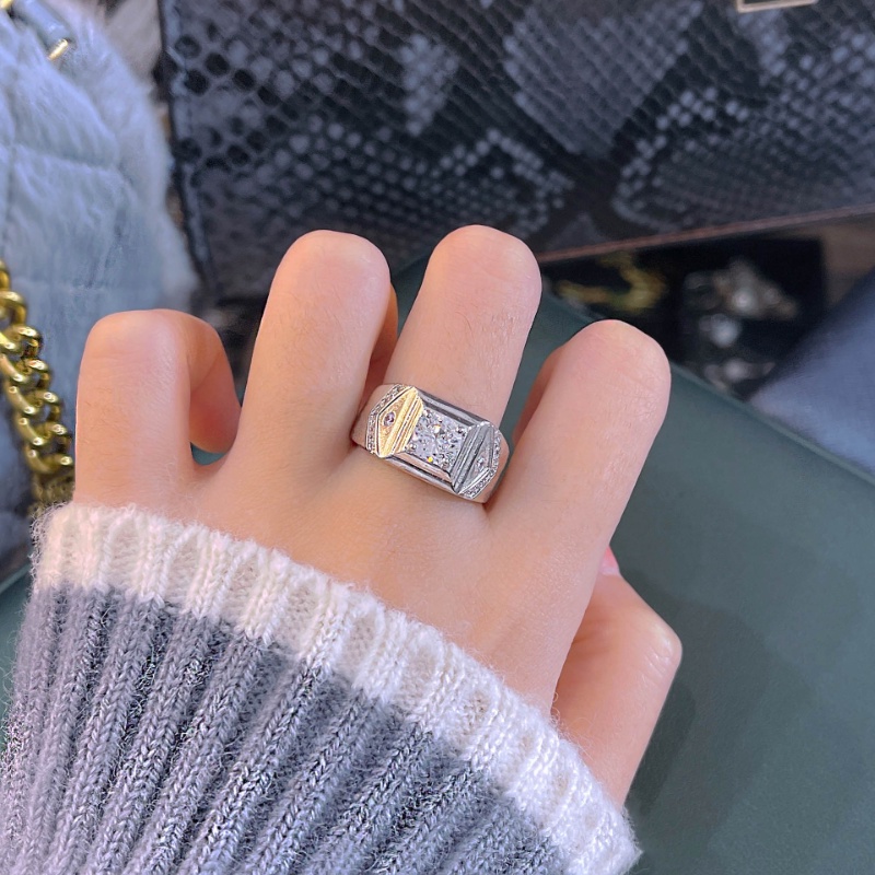 Goldkingdom Aksesoris Perhiasan Fashion Ready Stock Moissanite Mulut Terbuka Cincin Pria 2karat Berlian Cincin Kepribadian Agresif Bisnis Pria Cincin