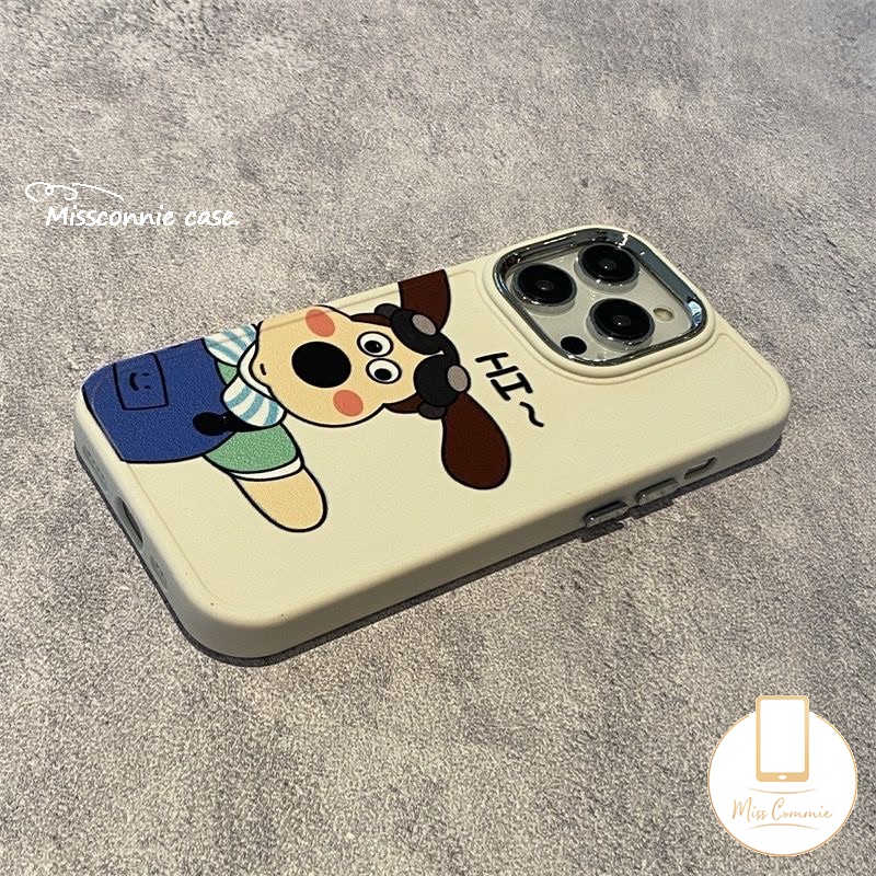 Kartun Wallace Dan Gromit Electroplate Case Kompatibel Untuk IPhone 7plus 11 Pro Max7 8 Plus XR 12 14 13 Pro MAX X 8plus XS MAX 3D Anjing Lucu Plating Bingkai Lensa Logam Soft Cover