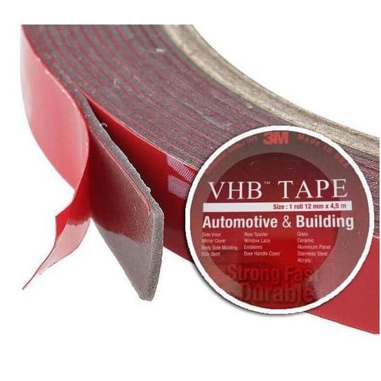 DOUBLE TAPE 3M VHB ORIGINAL 12 MM x 4.5 M perekat lem bolak balik