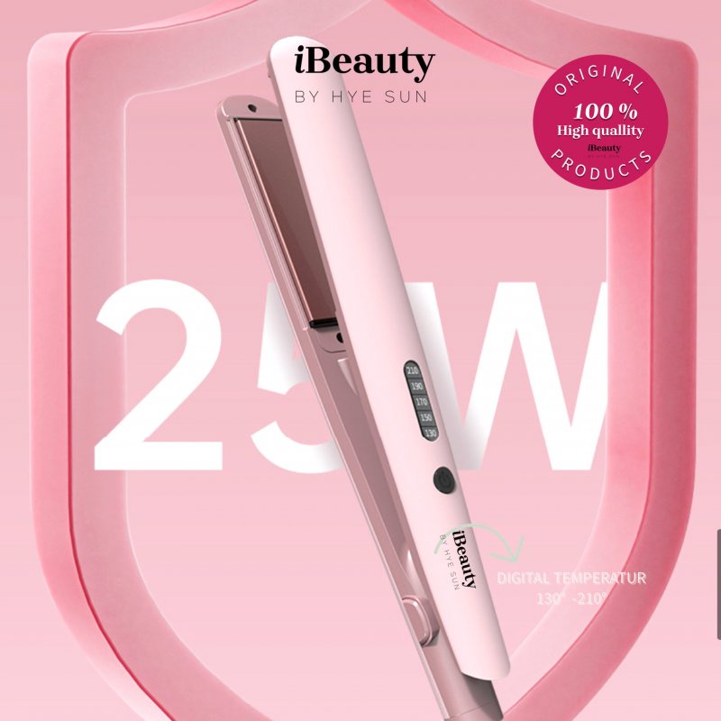 iBeauty Digital Hair Straightener 210 - Ionic Ceramic Plate &amp; Infused Oil (Pink)