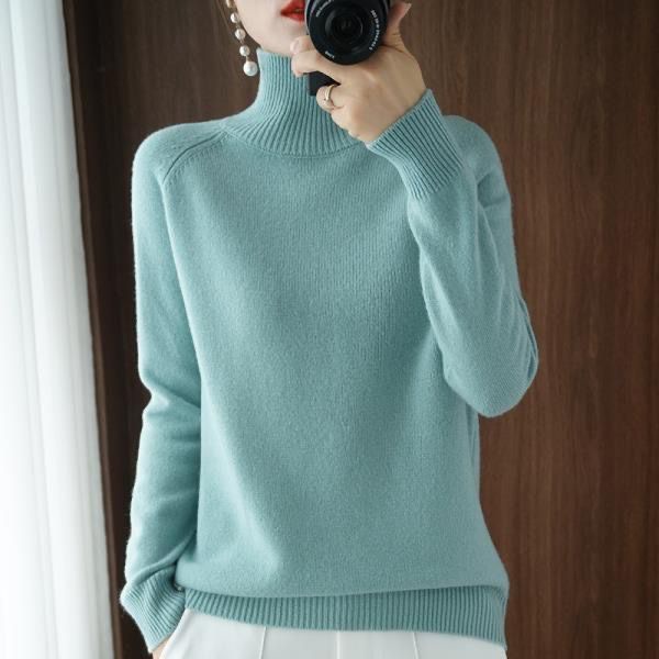 STELLA PREMIUM WOMAN WINTER AUTUMN TURTLENECK KNIT TOP HIGH NECK WOOL BLEND BAJU RAJUT WANITA LEHER TINGGI MUSIM DINGIN