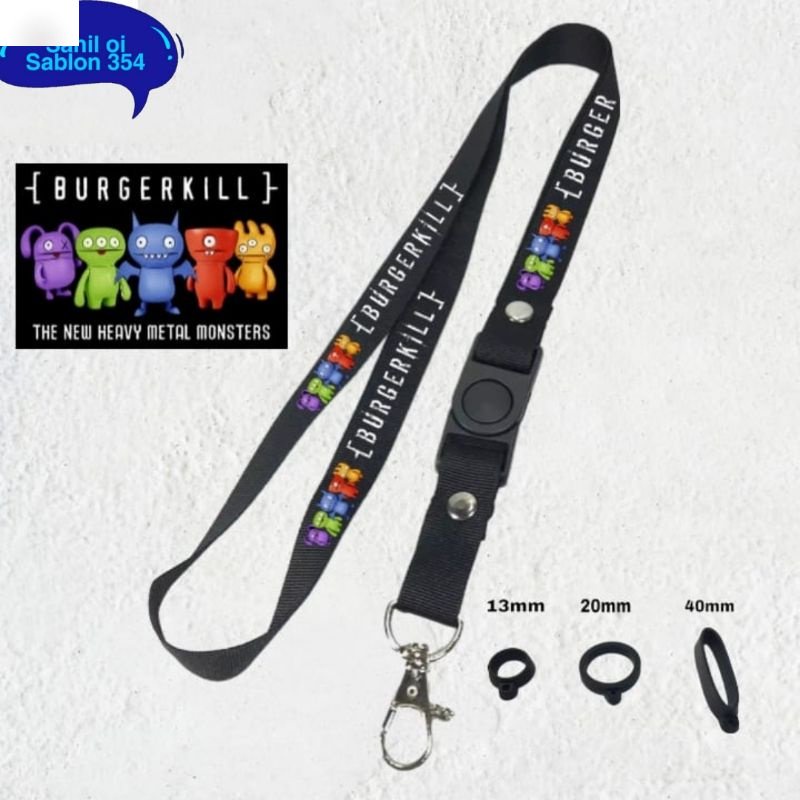 

Tali Lanyard BAND BURGERKILL gantungan kunci/gantungan id card /gantungan hp /gantungan Pod Lanyard hitam murah best seller COD