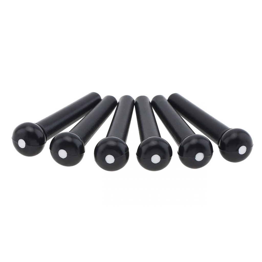 6pcs/lot Pasak Gitar Pengganti Plastik ABS Top Black Dot Pin Jembatan Gitar Akustik