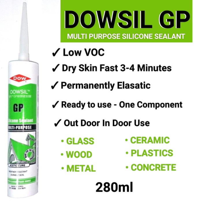 Dowsil GP/Lem Silicone Dowsil GP/Silicone Sealant Dowsil GP/Lem Kaca - Putih