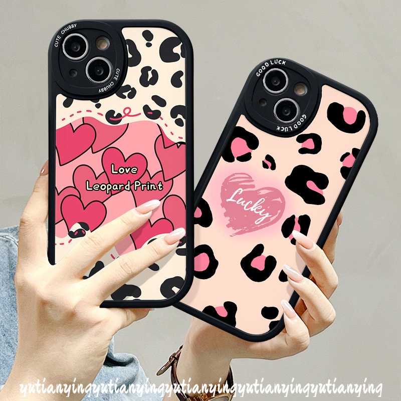 Art Love Heart Soft Case Untuk Realme C53 C15 C25Y C21Y C35 C11 C30 C20 C55 C31 C20A C17 C12 C25s C21 GT C2 C3 6i 6s 5 6 8 10 Pro+5i 7i 8Pro 5 8i 9i Fashion Leopard Sarung Print