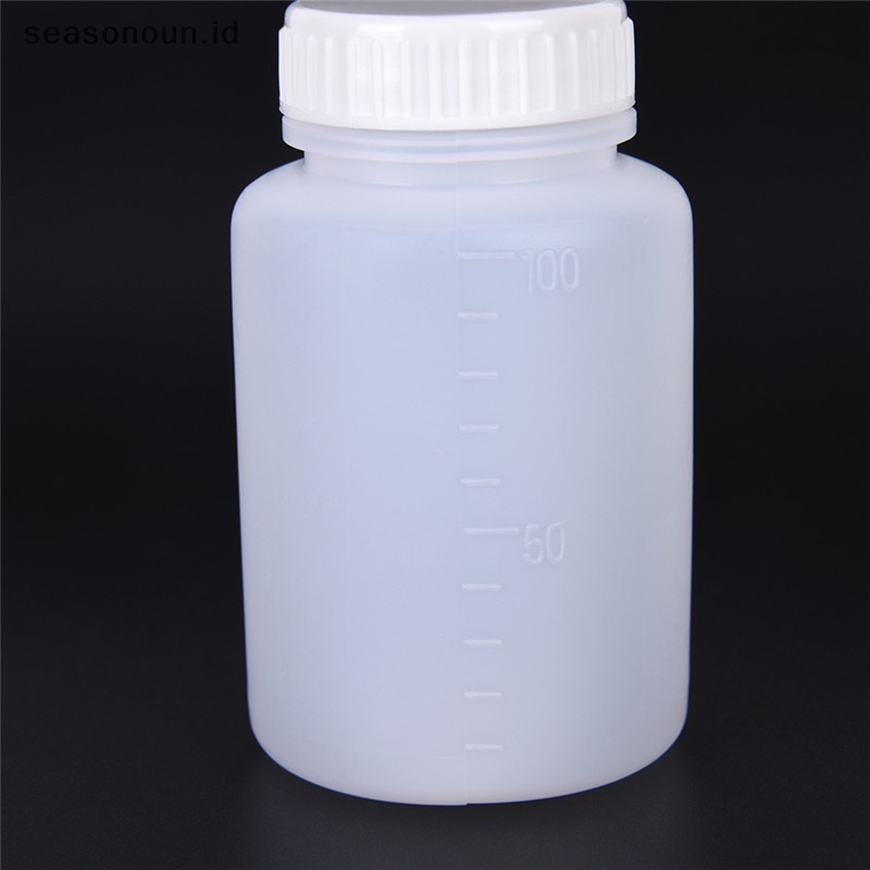 Seasonoun 100ml Botol sample Reagen Penyimpanan Kimia Bentuk Silinder Plastik Bening Isi 2pcs.