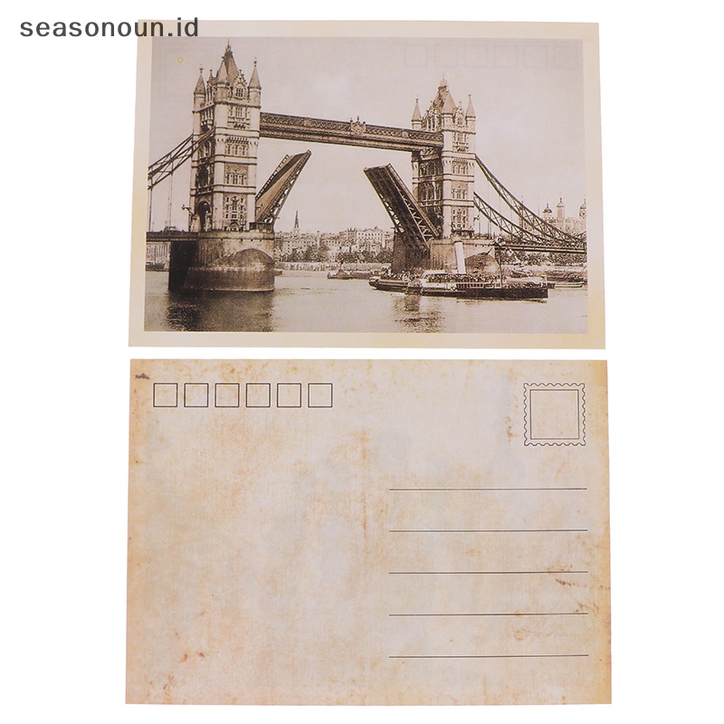 Seasonoun 32pcs travel postcard vintage landscape building Foto Gambar poster post Kartu.